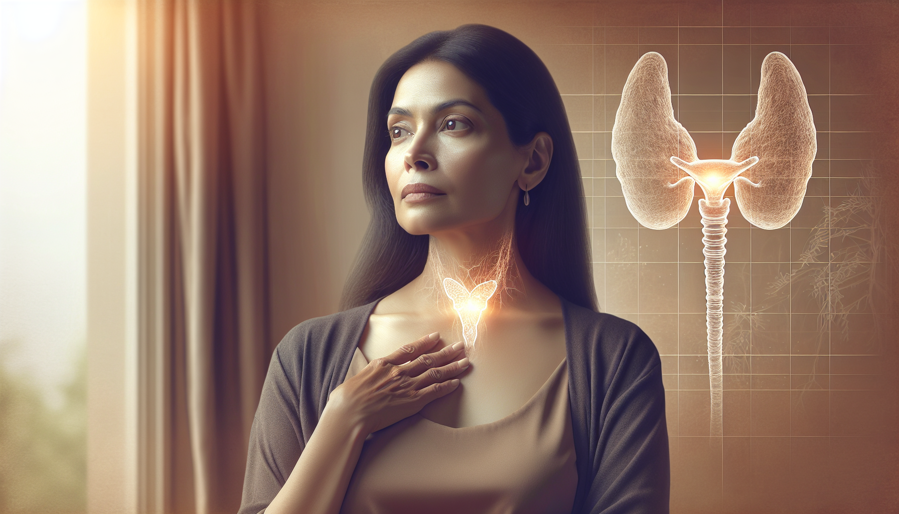 Woman reflecting on the perimenopause and thyroid connection