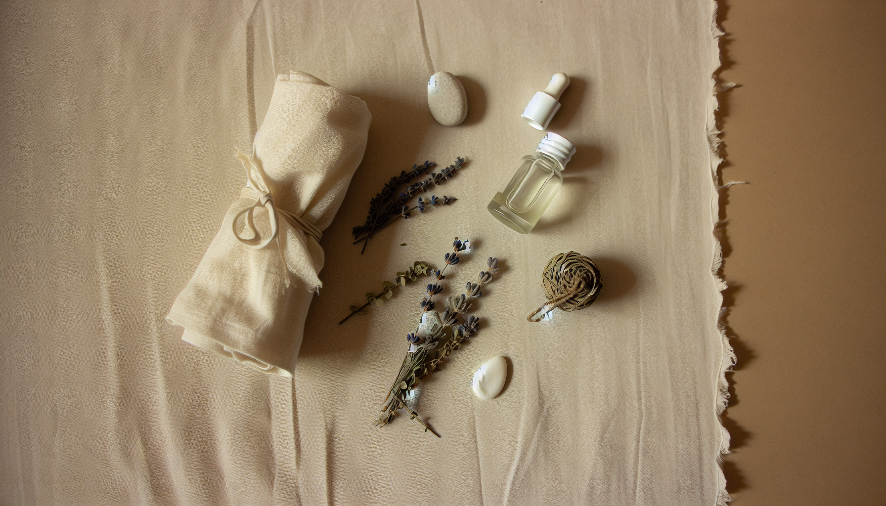 Self-care wellness flatlay with lavender and natural ingredients