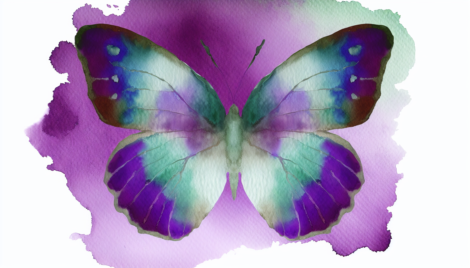 Delicate watercolour butterfly in deep purple and teal — a visual metaphor for the thyroid gland